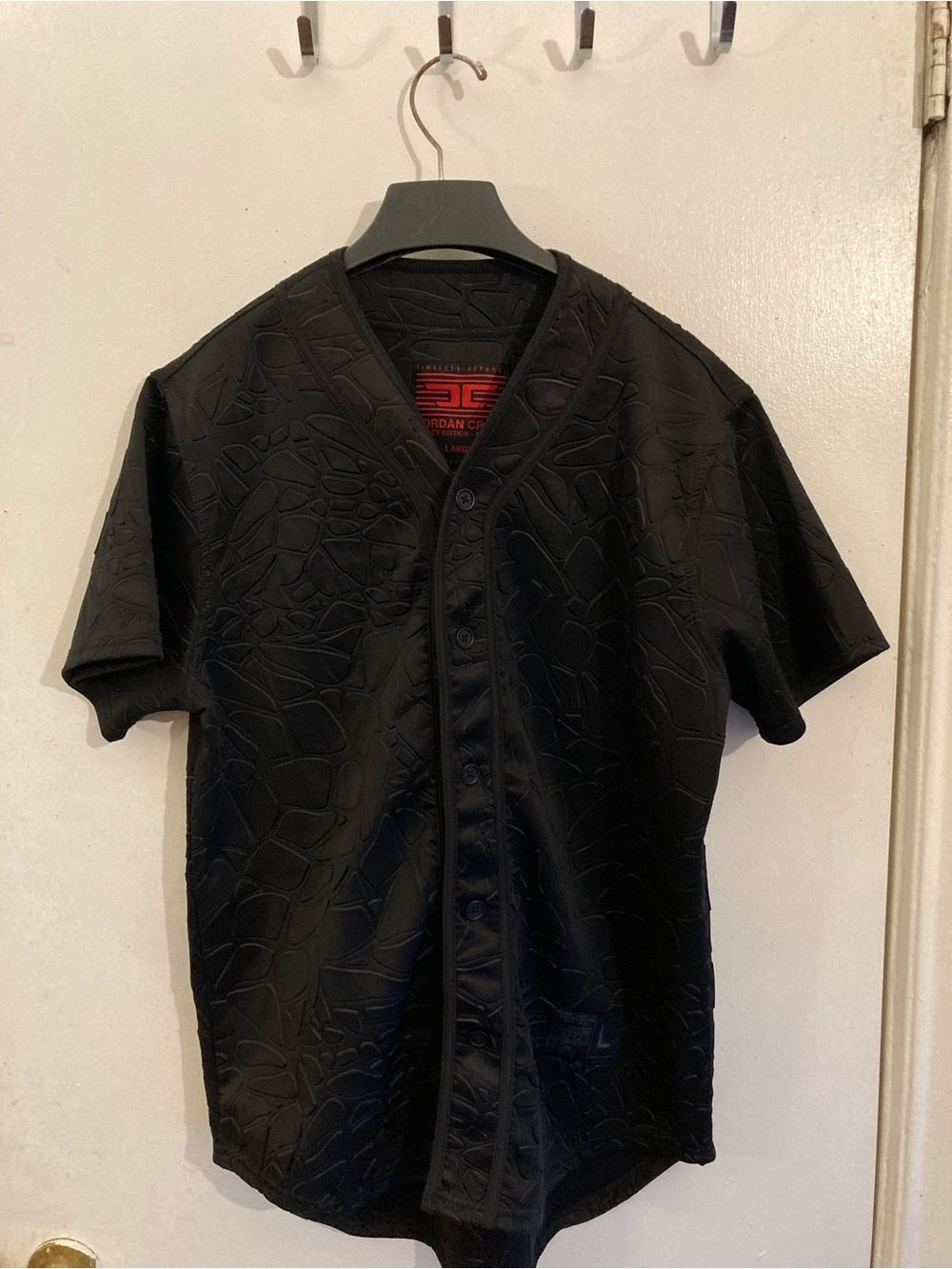 Jordan Craig Black Textured Short-Sleeve Baseball Jersey